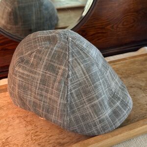 Stetson Drivers Cabby Hat Cap Newsboy Linen Blend Gray All-American